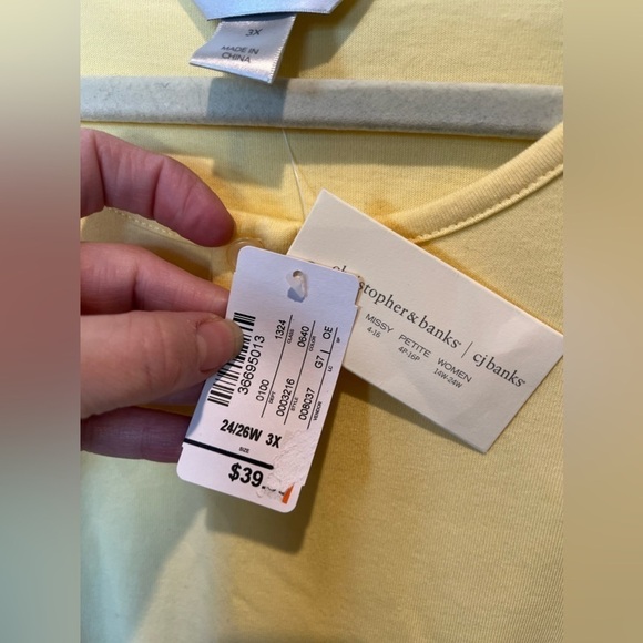 006. NWT CJ Banks Yellow Tee 3X - Picture 3 of 4